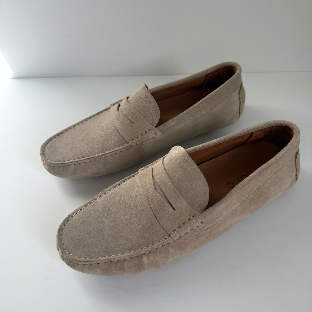 Men's Beige Suede Loafers Hotic